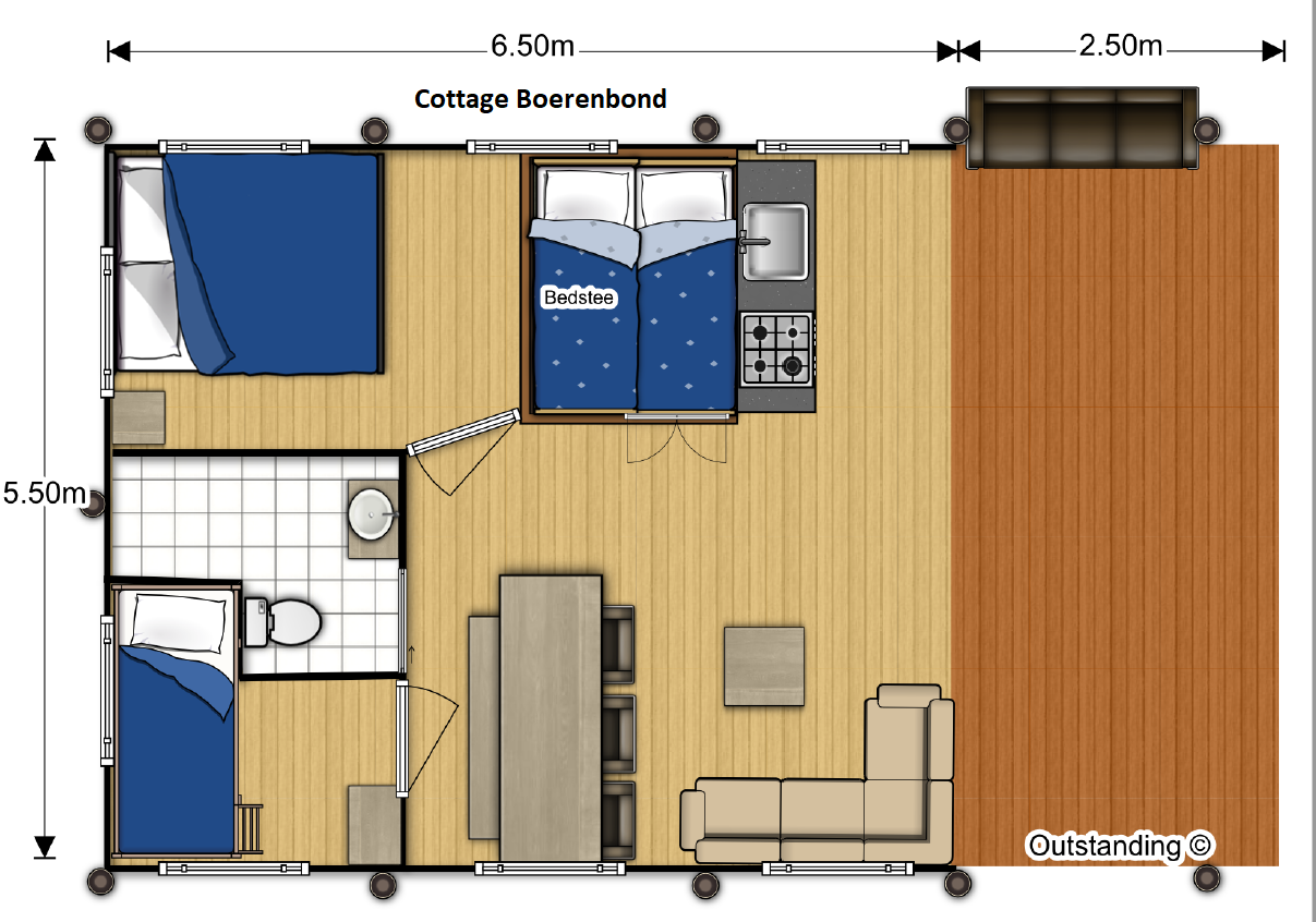 plattegrond_cottage_hertenboerderij Cottage Boerenbond plattegrond